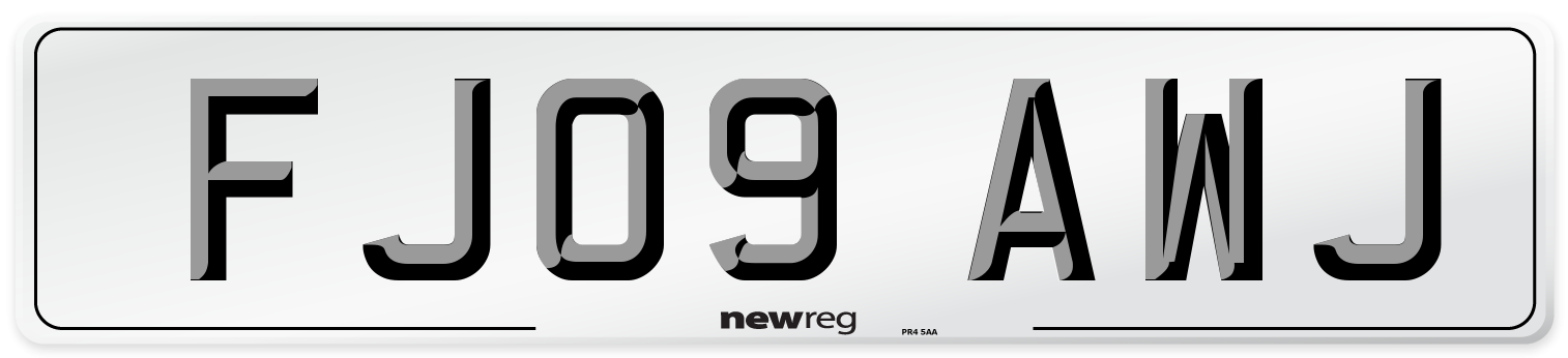 FJ09 AWJ Number Plate from New Reg